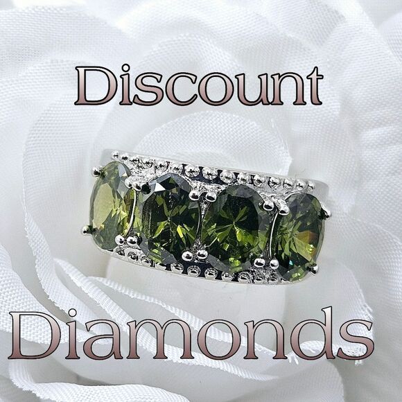 Natural Olive Green Peridot Ring 925 Silver - Women's - Picture 6 of 9